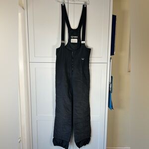 Fera Black 100% Nylon Poly Fill Suspenders Bib Snow Ski Pants Back Pocket SZ M